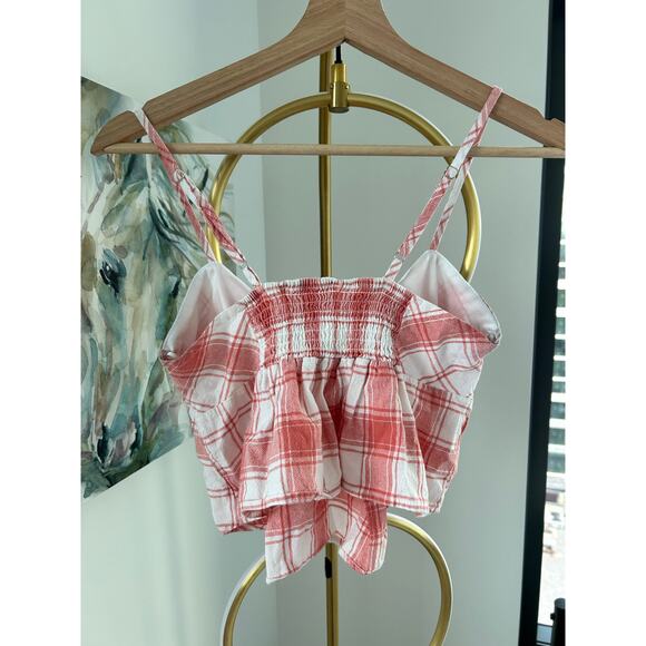 Kirious | Gingham Tie-Front Crop Peplum Top | Size Small - Picture 4 of 5
